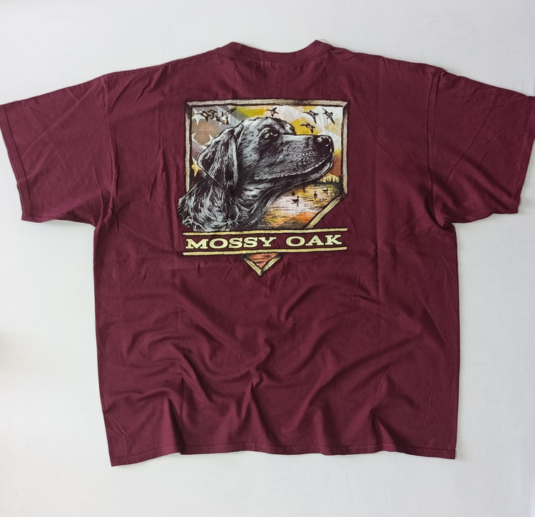 تی شرت مردانه برند MOSSY OAK استوک اورجینال رنگ زرشکی نمای پشت