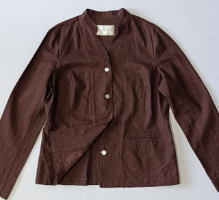 کت تک زنانه لینن برند LIZ CLAIBORNE استوک اورجینال رنگ قهوه ای نمای جلو