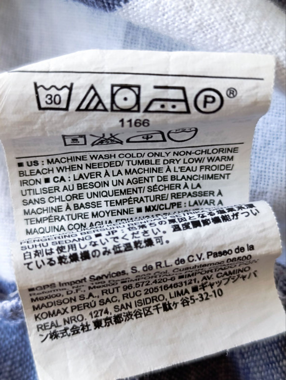 پیراهن لینن زنانه برند OLD NAVY استوک مدل چهارخانه نمای اتیکت