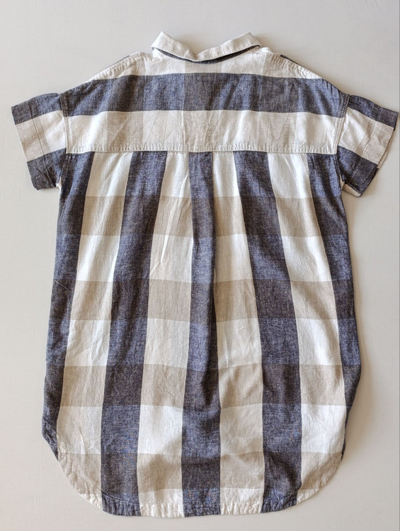 پیراهن لینن زنانه برند OLD NAVY استوک مدل چهارخانه نمای پشت