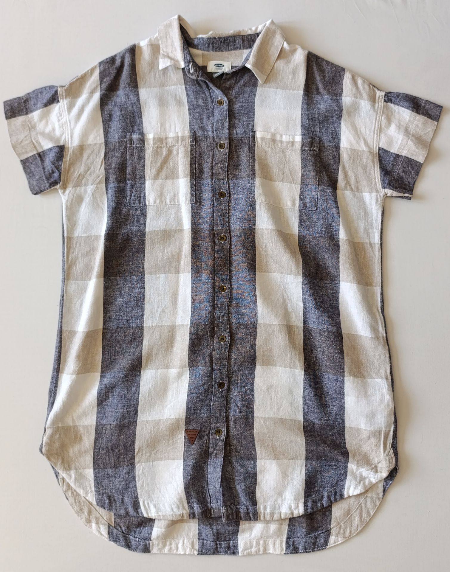 پیراهن لینن زنانه برند OLD NAVY استوک اورجینال مدل چهارخانه