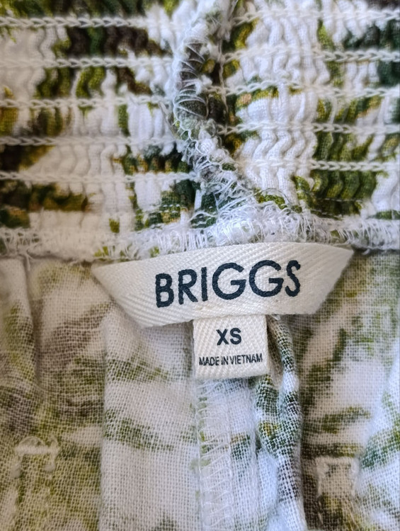 شلوارک لینن زنانه برند BRIGGS استوک مدل هاوایی نمای اتیکت و برند