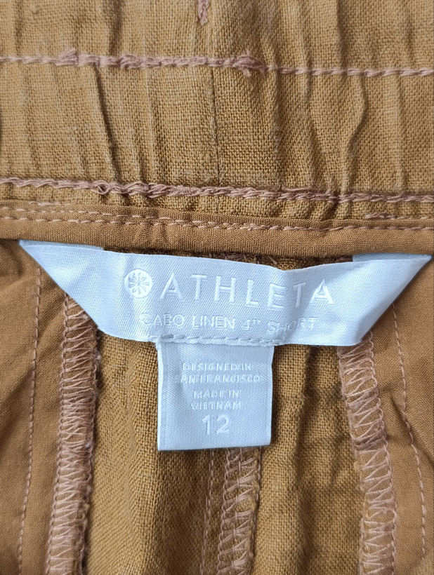 شلوارک زنانه لینن برند ATHLETA استوک اورجینال رنگ قهوه ای