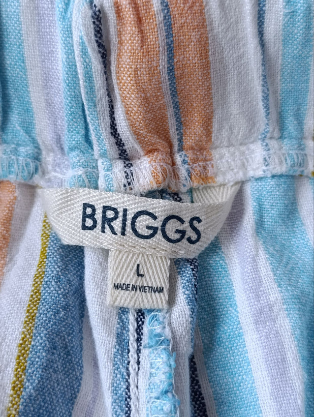 شلوارک لینن زنانه برند BRIGGS استوک اورجینال طرح راه راه نمای برند و اتیکت