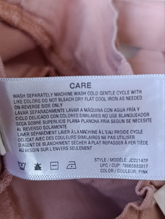 شلوارک لینن زنانه برند JORDACHE استوک اورجینال رنگ صورتی پودری نمای اتیکت
