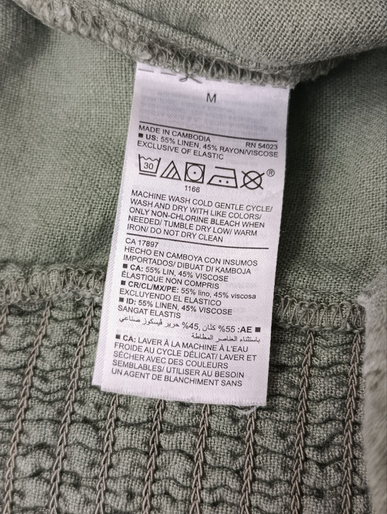 سرهمی لینن زنانه اسلش برند OLD NAVY استوک رنگ سبز پسته ای نمای اتیکت