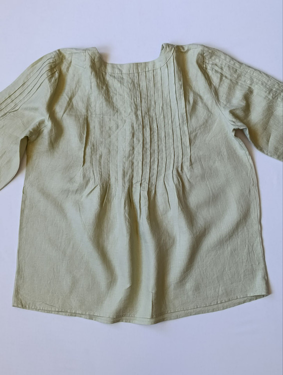 شومیز لینن زنانه برند تویدز TWEEDS استوک اورجینال سبز پسته ای نمای پشت