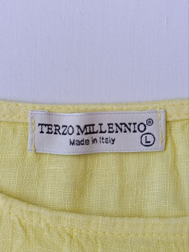 پیراهن ساحلی زنانه لینن برند TERZO MILLENNIO استوک اورجینال رنگ زرد