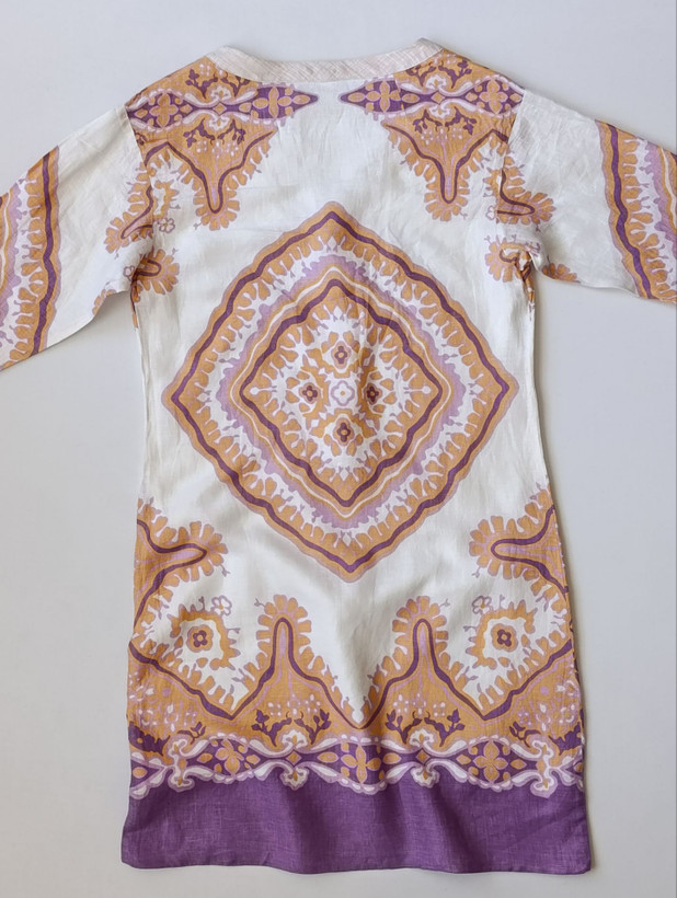 پیراهن مجلسی زنانه لینن برند جی کرو J.CREW استوک اورجینال طرحدار نمای پشت