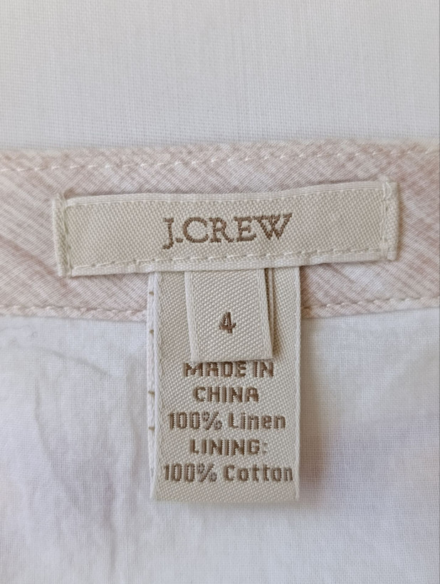 پیراهن مجلسی زنانه لینن برند جی کرو J.CREW استوک اورجینال طرحدار نمای اتیکت و برند