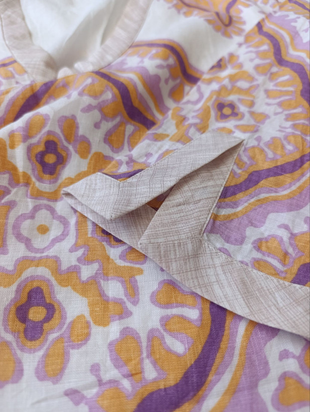 پیراهن مجلسی زنانه لینن برند جی کرو J.CREW استوک اورجینال طرحدار نمای سرآستین