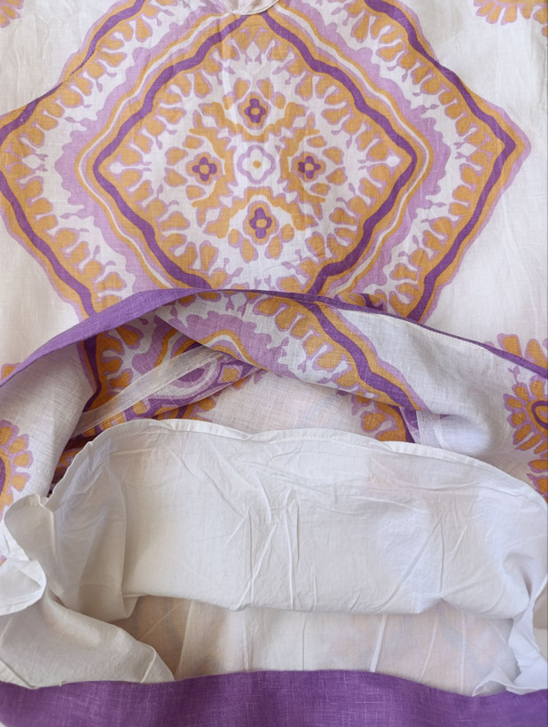 پیراهن مجلسی زنانه لینن برند جی کرو J.CREW استوک اورجینال طرحدار نمای استر و جنس پارچه
