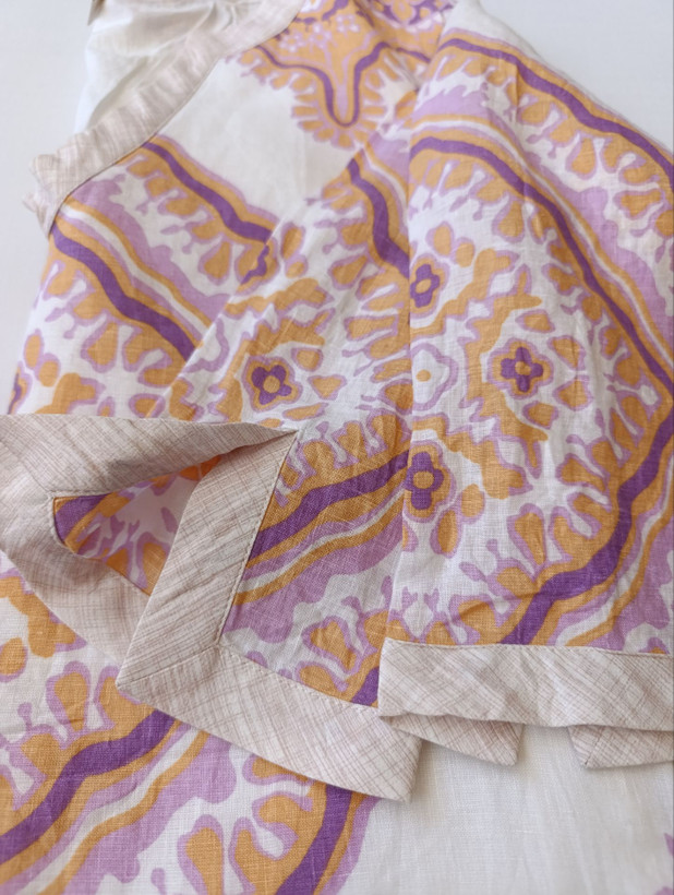 پیراهن مجلسی زنانه لینن برند جی کرو J.CREW استوک اورجینال طرحدار نمای آستین