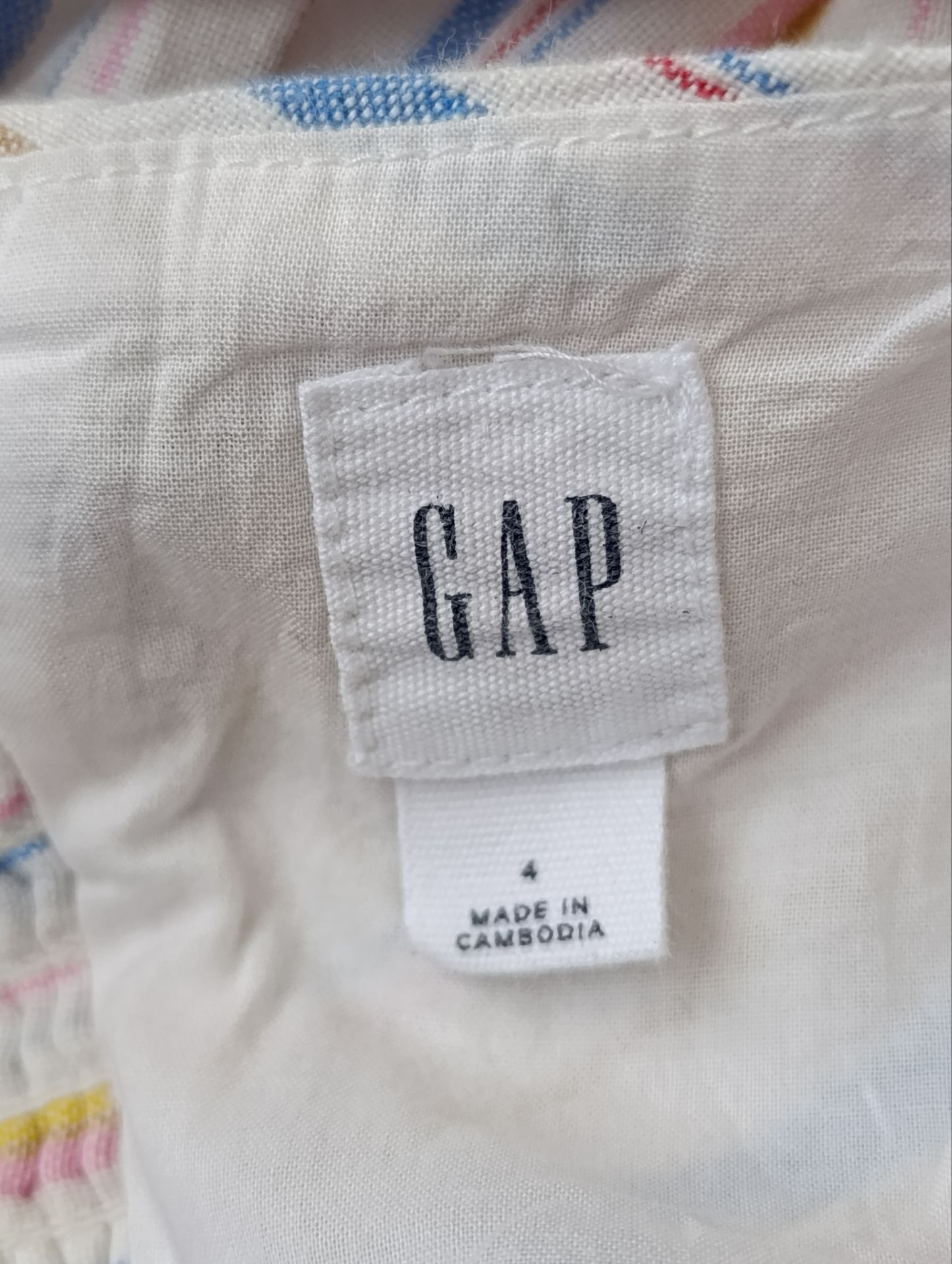 پیراهن لینن سرهمی زنانه برند گپ GAP استوک اورجینال طرح عروسکی نمای اتیکت و برند