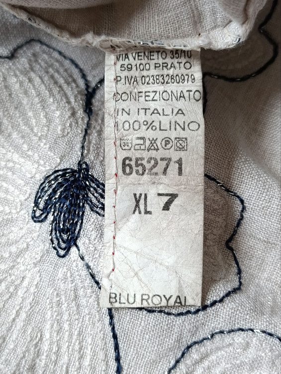 پیراهن مجلسی زنانه لینن برند بلو رویال BLU ROYAL استوک اورجینال طرح گلدار نمای اتیکت
