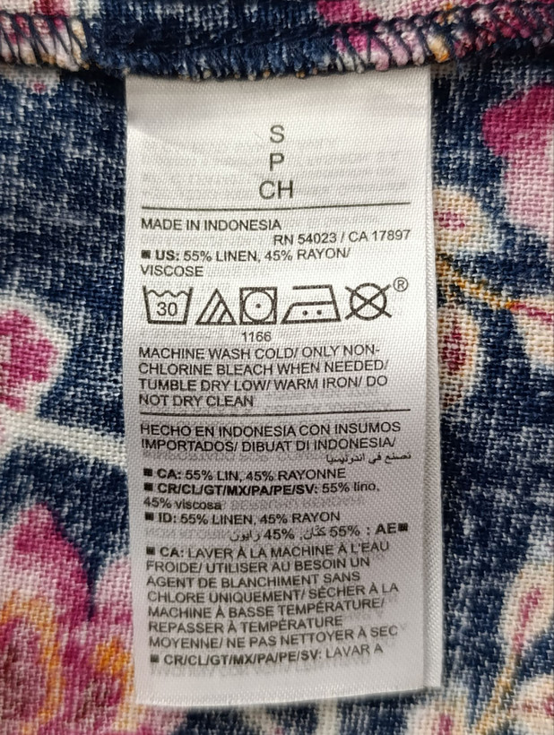 پیراهن لینن ساحلی زنانه برند OLD NAVY استوک گلدار نمای اتیکت