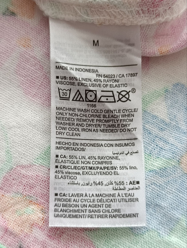 پیراهن لینن ساحلی زنانه برند OLD NAVY استوک طرح گلدار نمای اتیکت