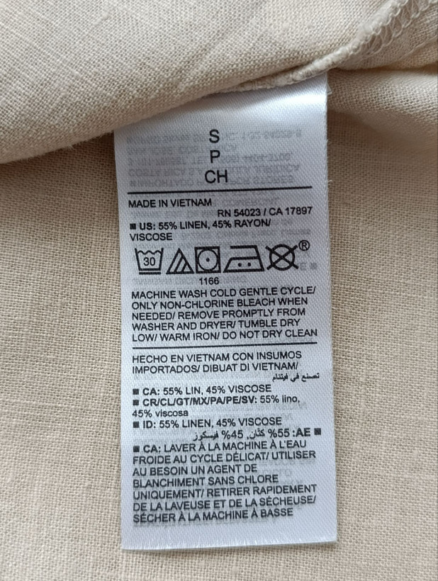 تاپ بندی لینن زنانه برند OLD NAVY استوک رنگ کرم نمای اتیکت
