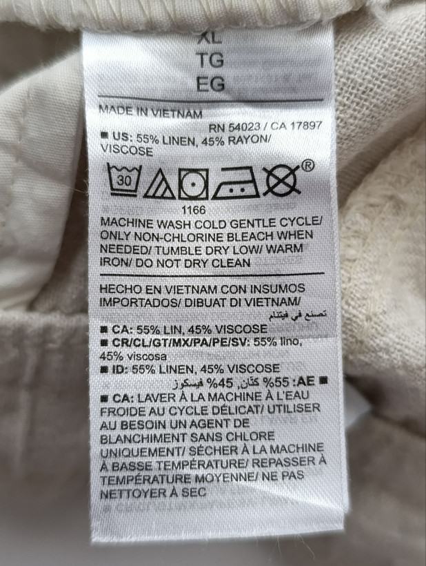 شلوار زنانه لینن برند OLD NAVY استوک اورجبنال رنگ کرم نمای اتیکت
