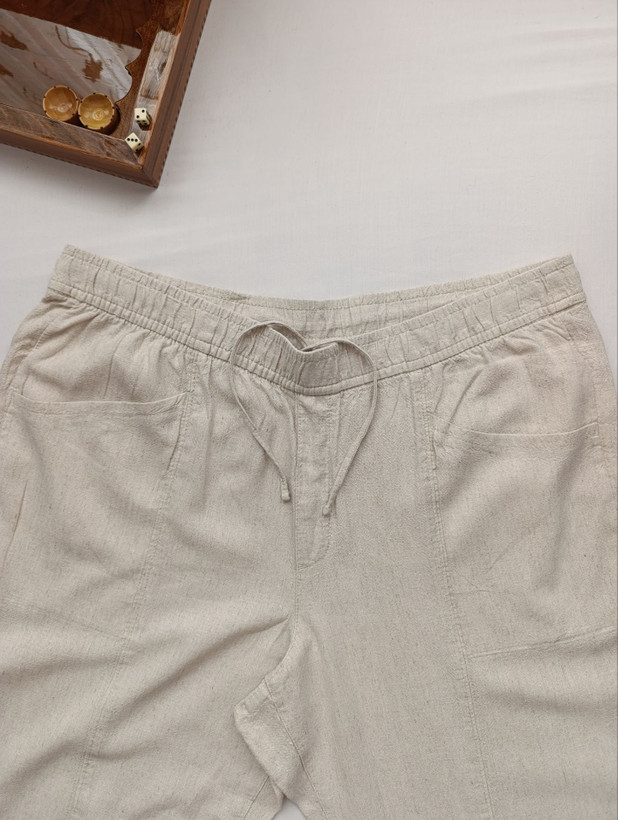 شلوار زنانه لینن برند OLD NAVY استوک اورجبنال رنگ کرم