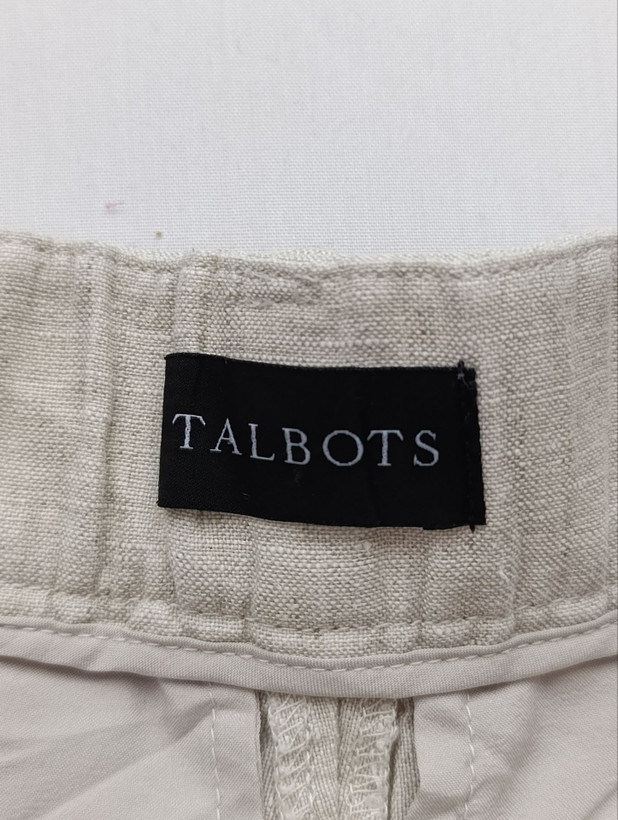 شلوار زنانه لینن برند TALBOTS استوک اورجینال رنگ کرم نمای اتیکت و برند