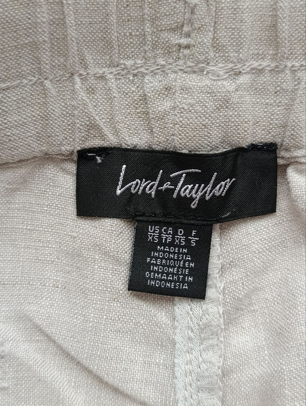 شلوار زنانه لینن برند LORD & TAYLOR استوک اورجینال رنگ کرم نمای اتیکت و برند