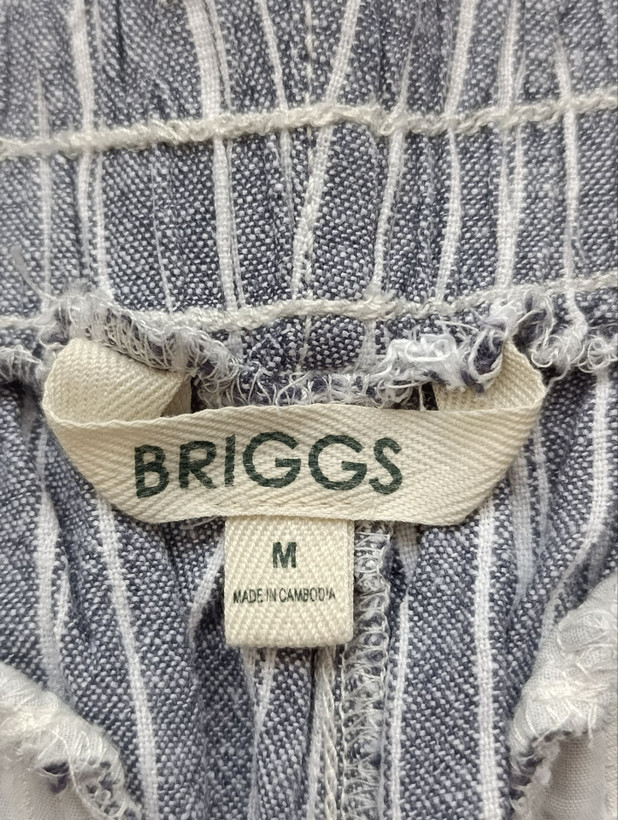 شلوار زنانه لینن برند BRIGGS استوک اورجینال رنگ طوسی خط دار نمای اتیکت و برند