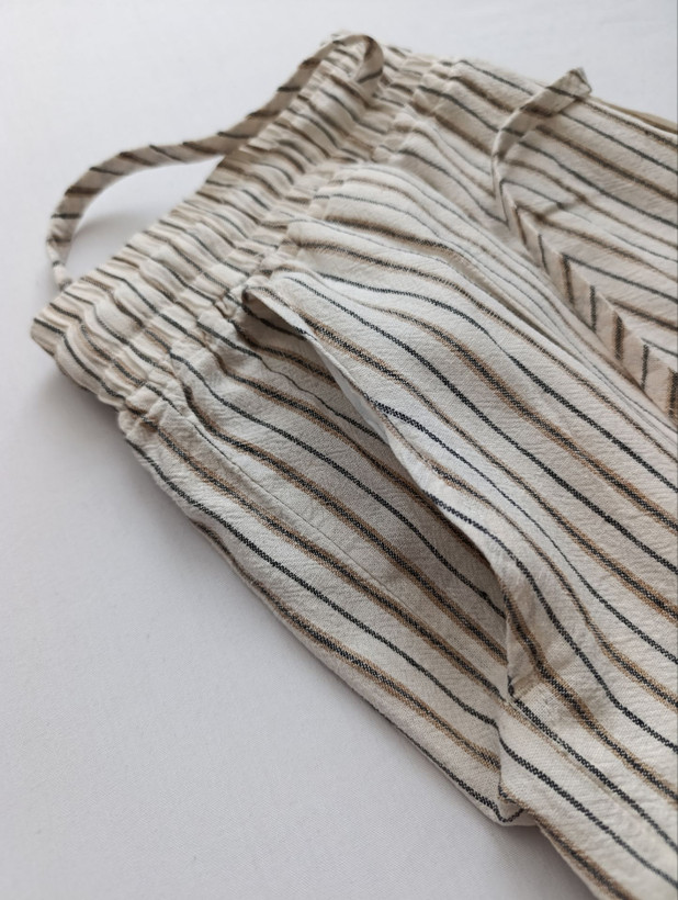 شلوارک زنانه لینن برند THREAD & SUPPLY استوک اورجینال راه راه نمای جیب