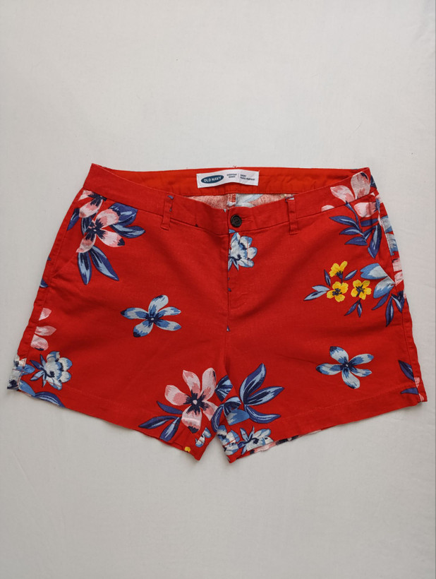 شلوارک زنانه لینن برند OLD NAVY استوک اورجینال طرحدار نمای جلو