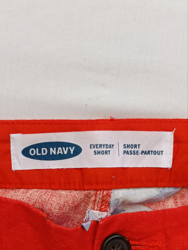 شلوارک زنانه لینن برند OLD NAVY استوک اورجینال طرحدار نمای اتیکت و برند