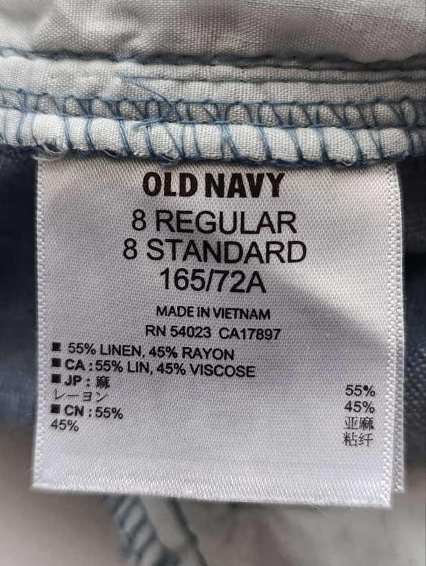 شلوارک زنانه لینن برند OLD NAVY استوک اورجینال خوش رنگ نمای اتیکت
