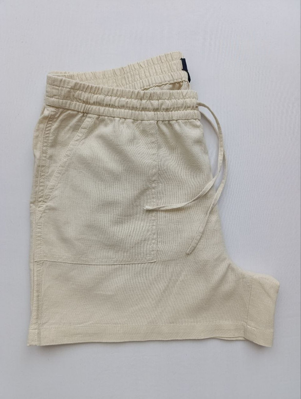 شلوارک زنانه لینن برند J.CREW استوک اورجینال رنگ کرم نمای کنار
