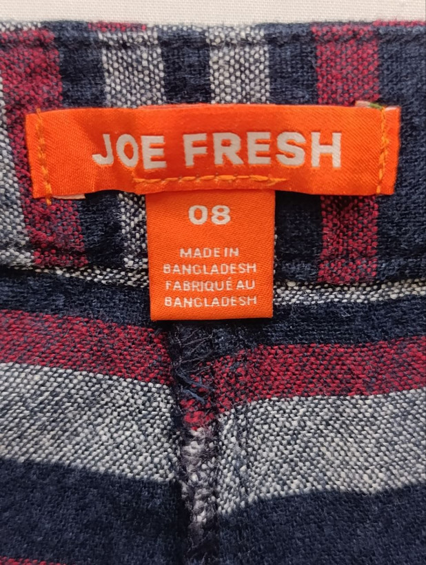 شلوارک زنانه لینن برند JOE FRESH استوک اورجینال طرحدار نمای اتیکت و برند