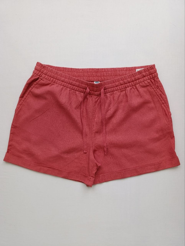 شلوارک زنانه لینن برند OLD NAVY استوک اورجینال صورتی پودری نمای جلو