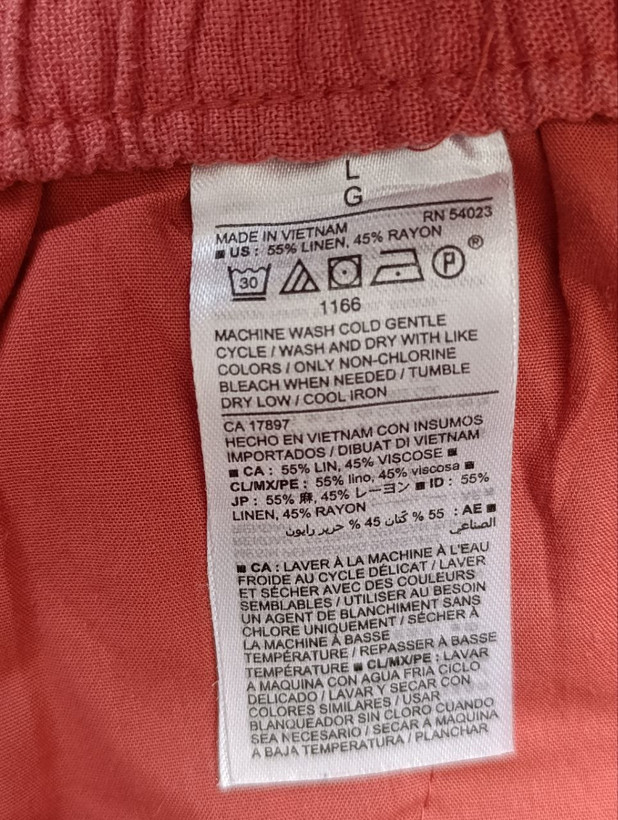 شلوارک زنانه لینن برند OLD NAVY استوک اورجینال صورتی پودری نمای اتیکت
