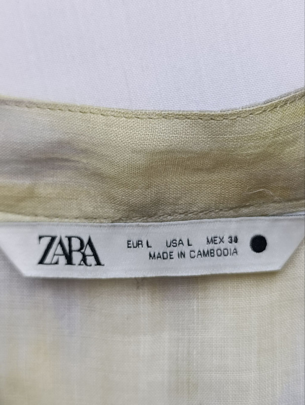شومیز لینن زنانه برند ZARA استوک اورجینال خوش رنگ نمای اتیکت و برند