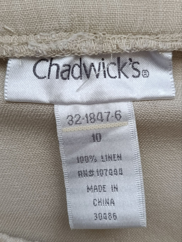 دامن تک لینن برند CHADWICKS استوک اورجینال رنگ کرم نمای اتیکت و برند