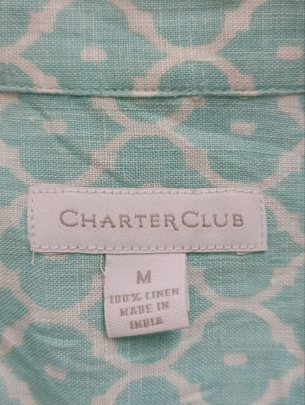 شومیز لینن زنانه برند CHARTER CLUB استوک اورجینال طرحدار نمای برند و اتیکت