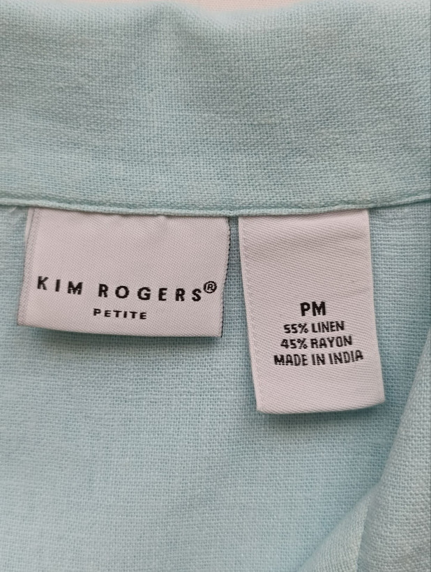 پیراهن زنانه لینن برند KIM ROGERS استوک اورجینال گلدوزی نمای برند و اتیکت