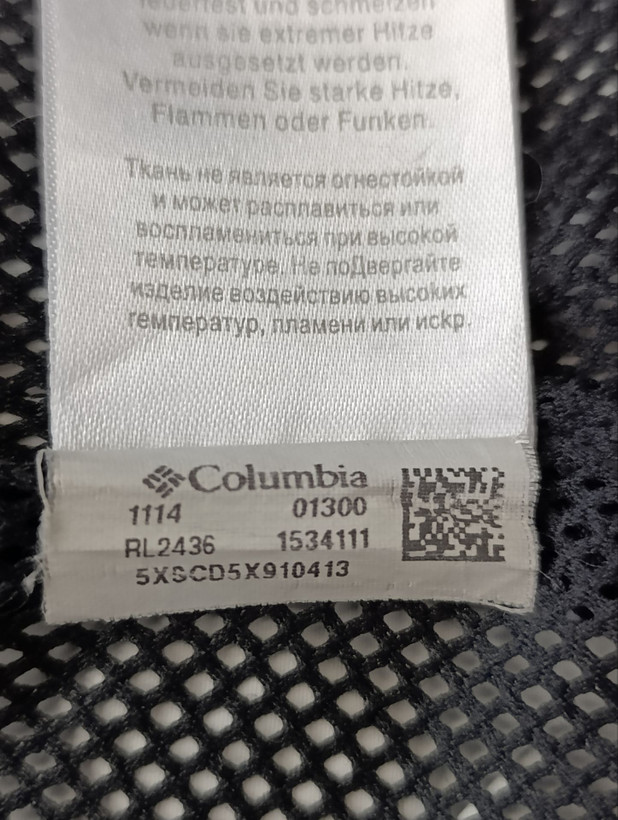 بادگیر زنانه برند COLUMBIA استوک اورجینال ضداب رنگ مشکی نمای اتیکت مشخصات