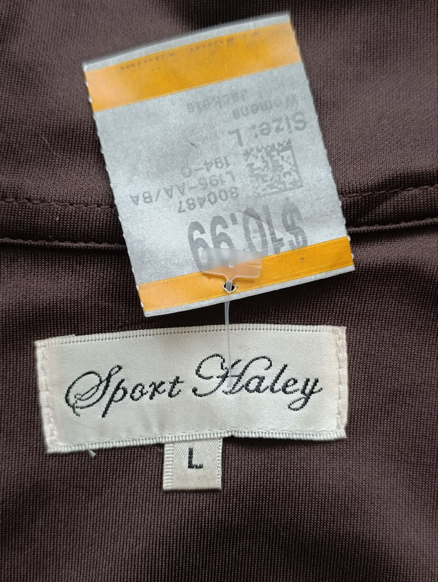 سویشرت ورزشی زنانه برند SPORT HALEY استوک اورجینال رنگ قهوه ای نمای اتیکت برند