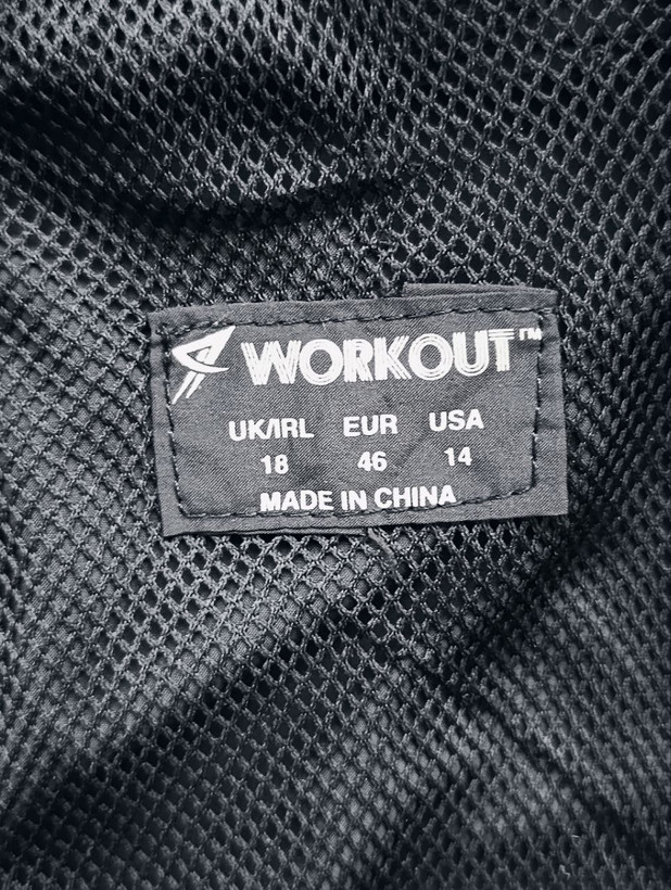 بادگیر مشتی برند WORKOUT استوک اورجینال دولایه نمای اتیکت نام برند